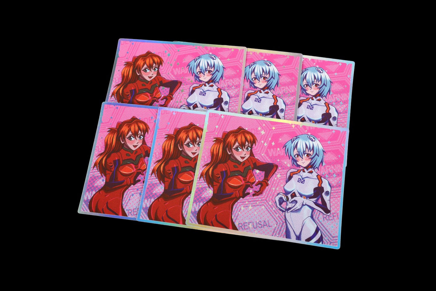 Asuka and Rei Large Holographic Sticker