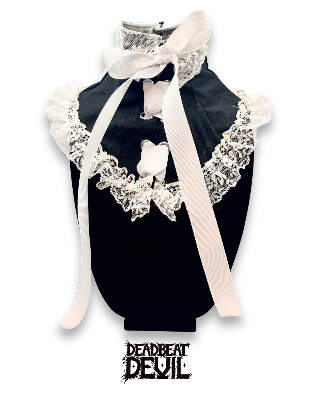 White Lace on Black Neck Corset