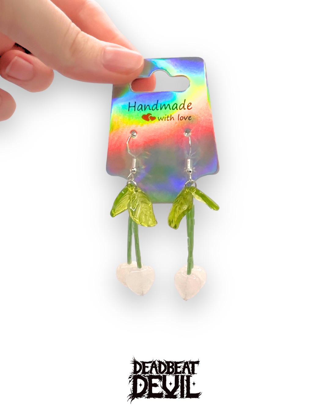 Rose Quartz Pastel Heart Cherry Earrings