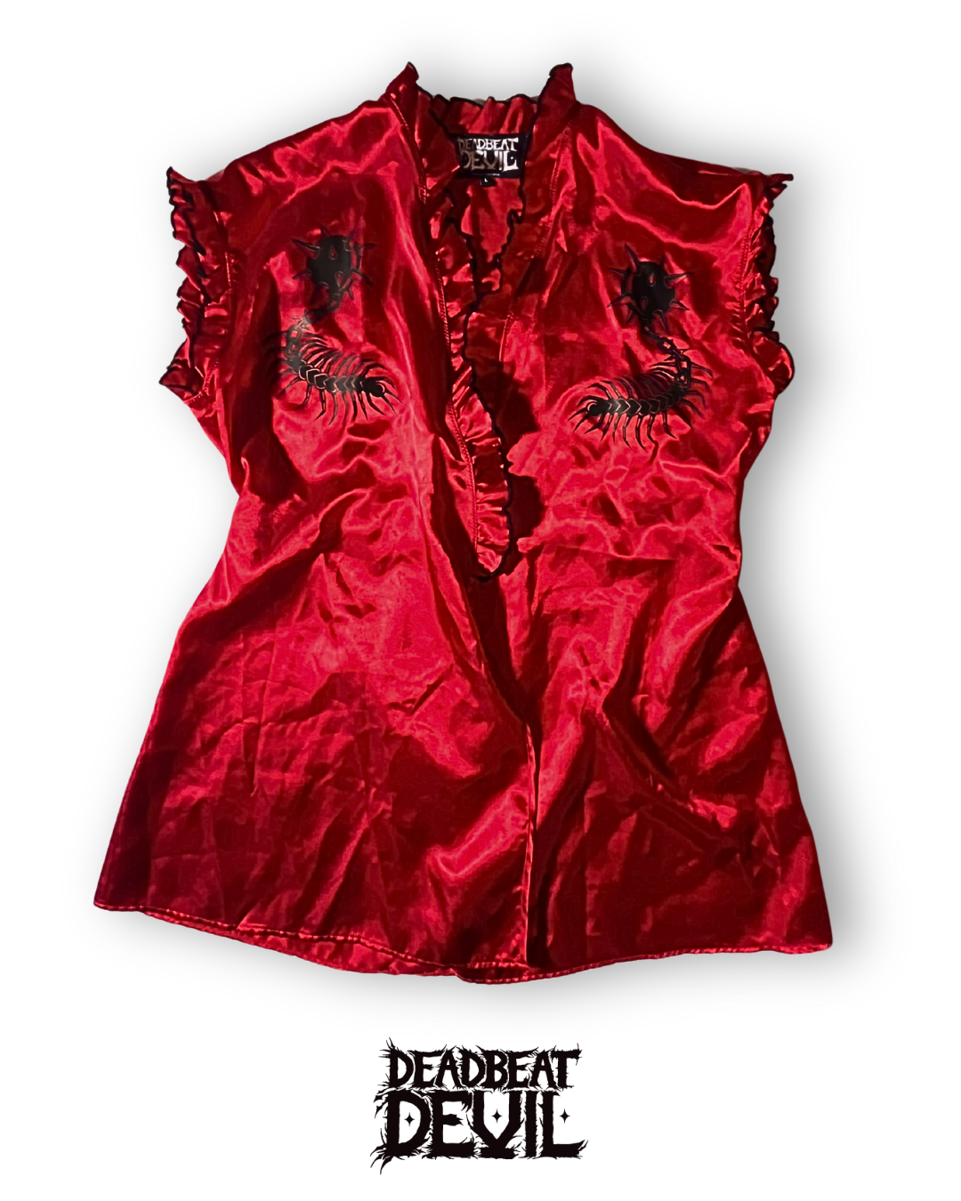 Satin Top with Decorative Beaded Belt