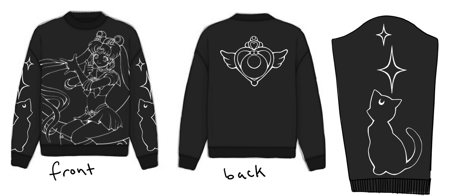 Magical Girl Knit Sweater Black and White Version