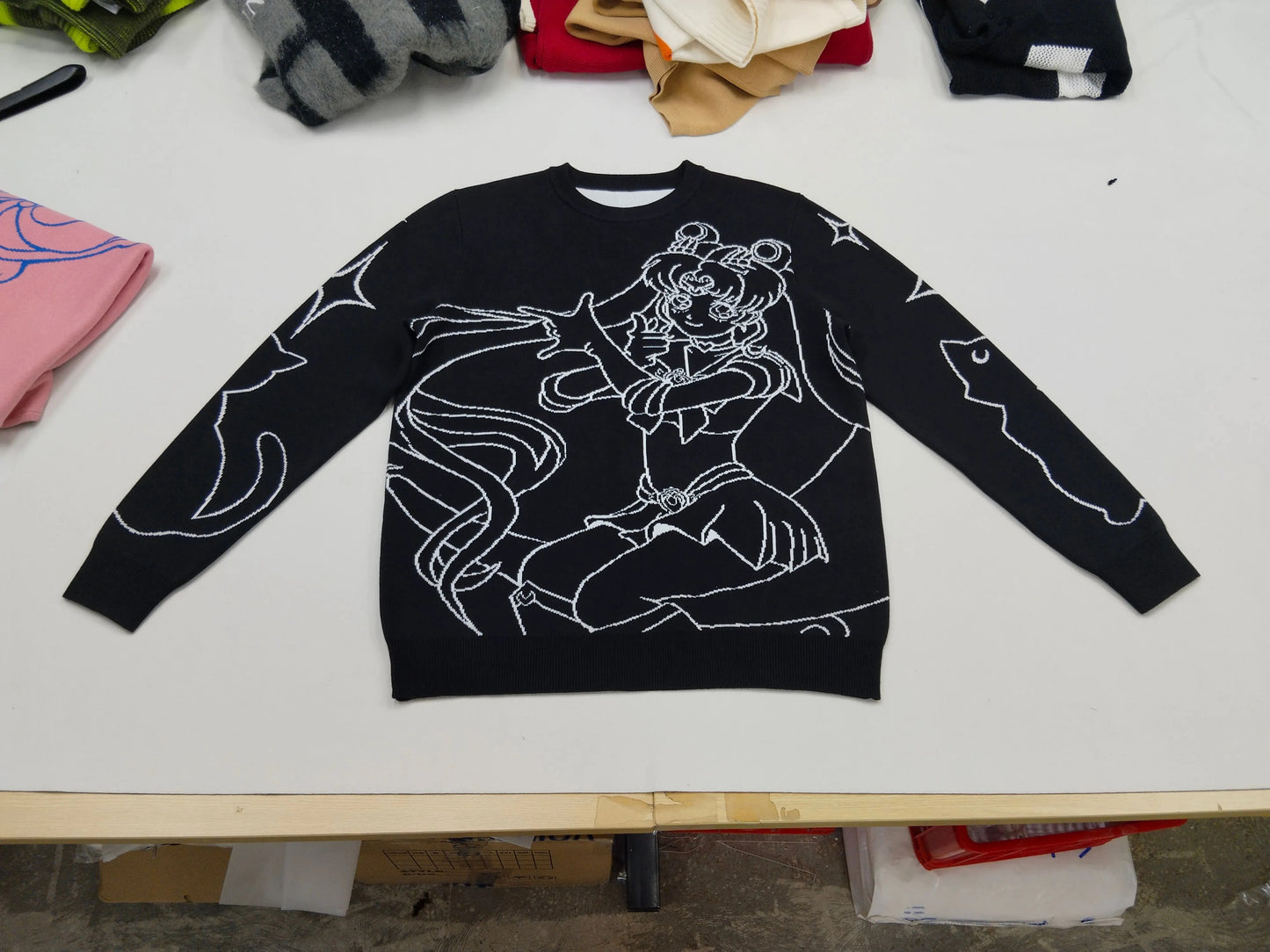 Magical Girl Knit Sweater Black and White Version