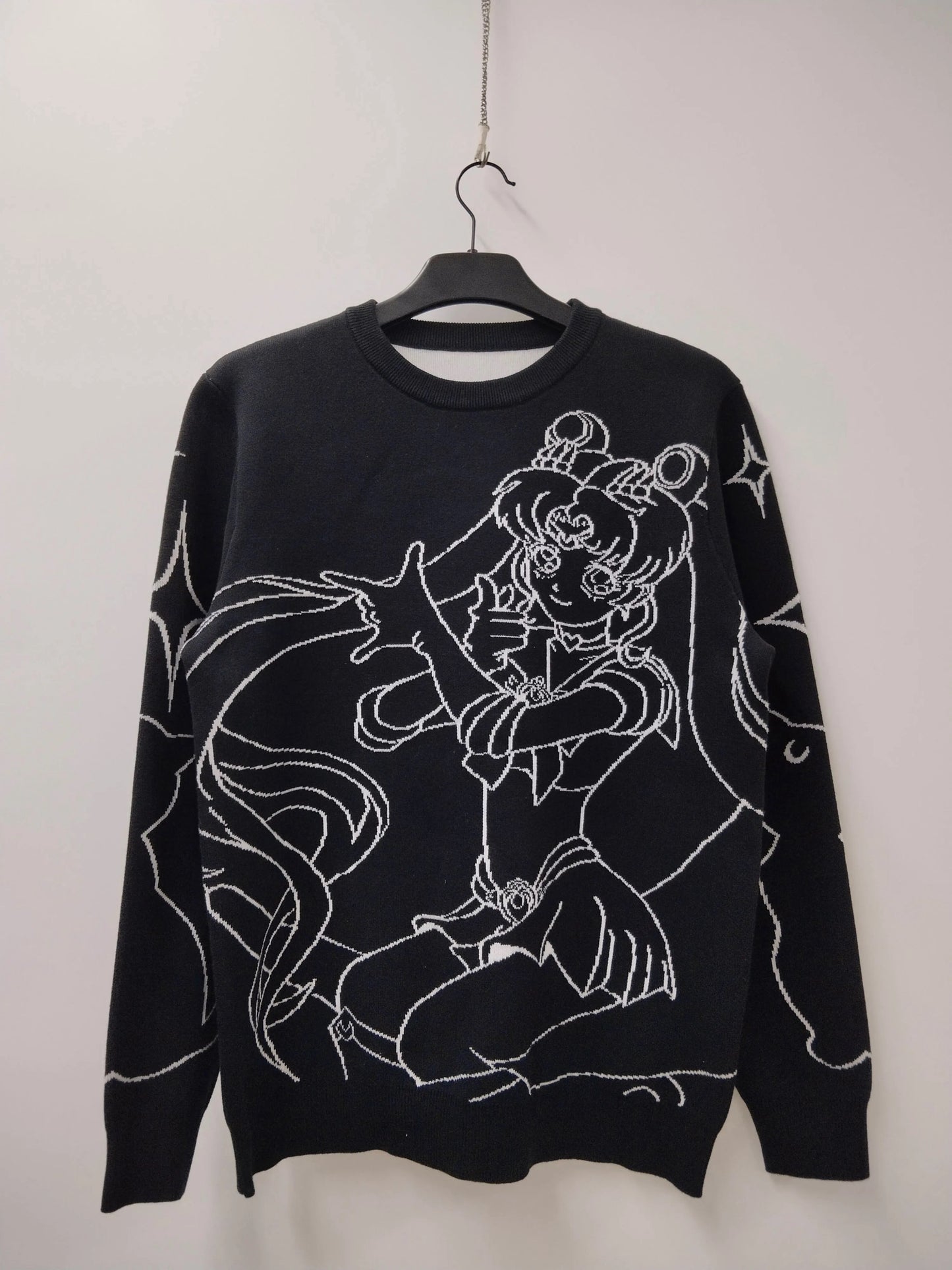 Magical Girl Knit Sweater Black and White Version