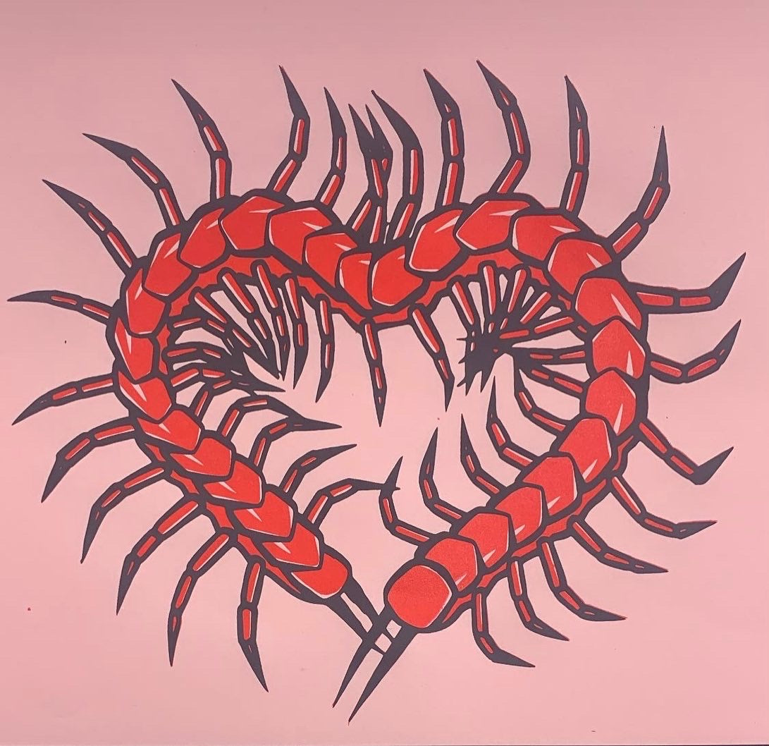 Heart Centipede Screen Print