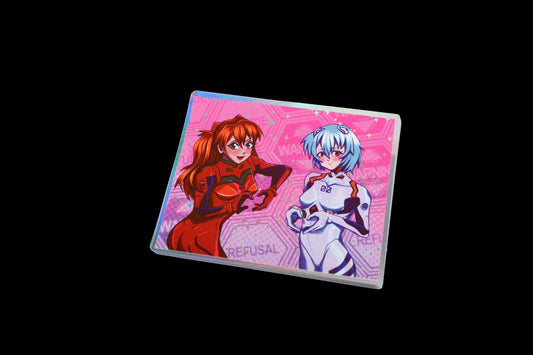 Asuka and Rei Large Holographic Sticker