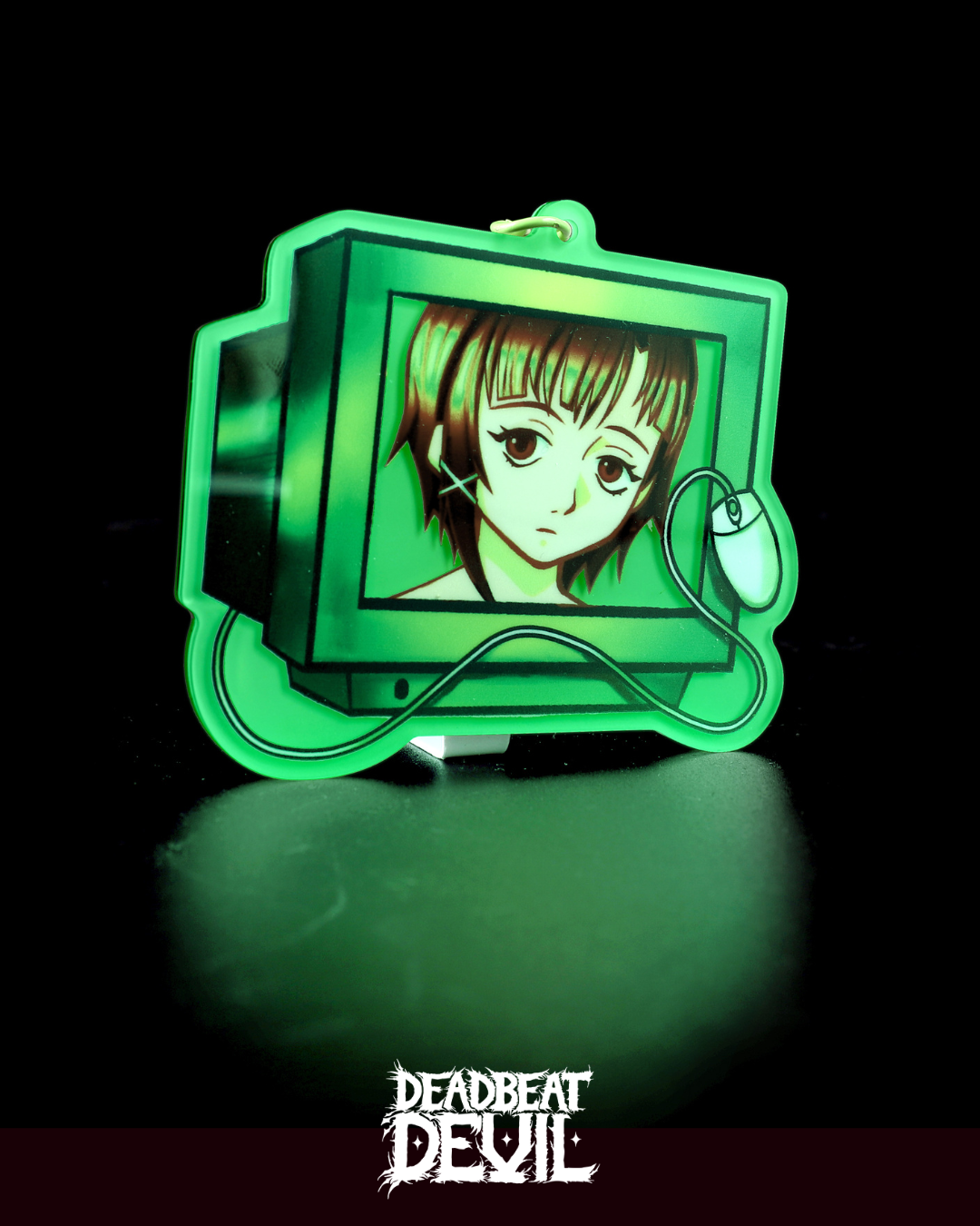 Glow in the Dark Lain Computer Keychain