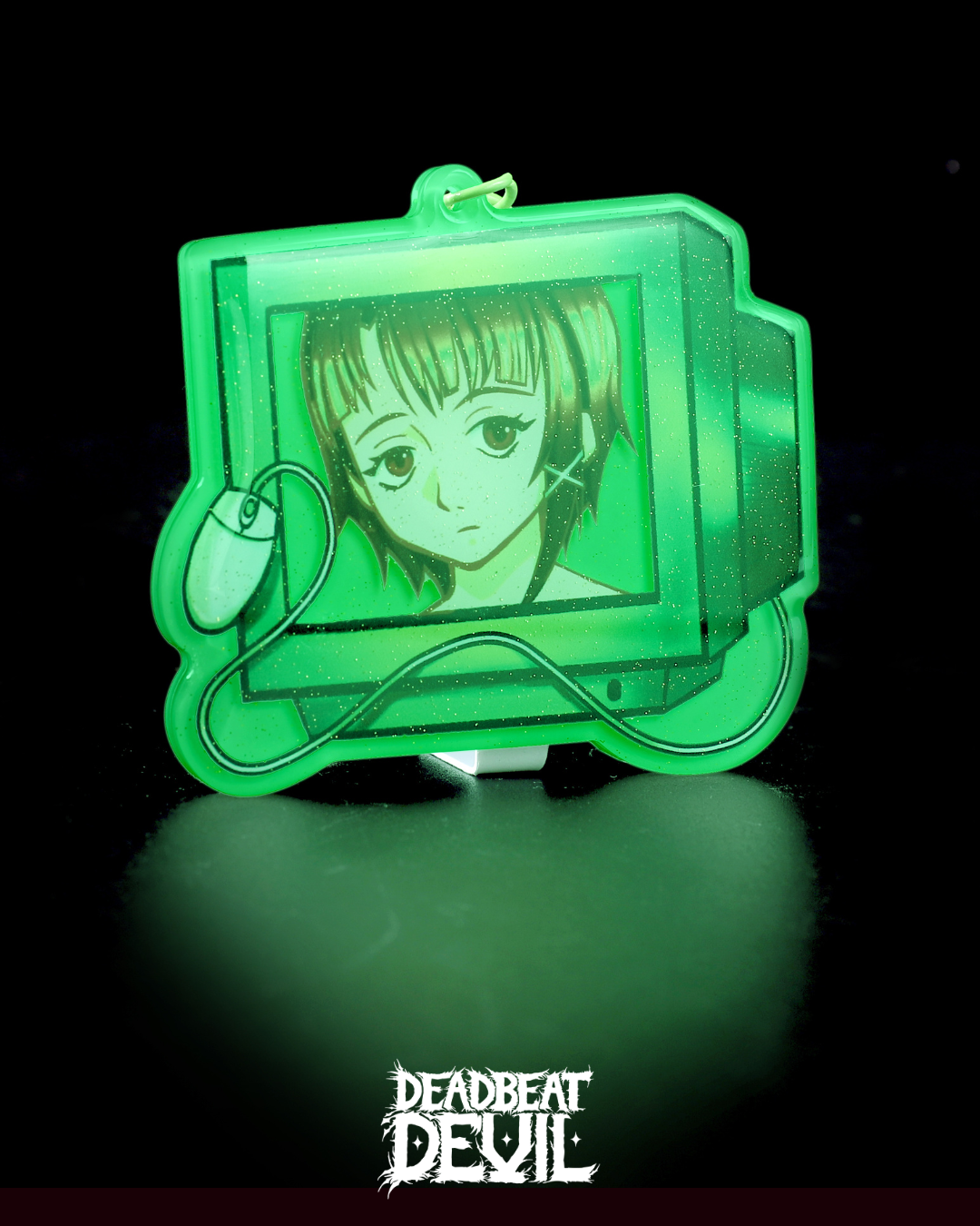Glow in the Dark Lain Computer Keychain