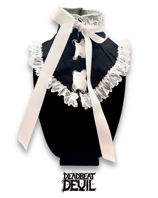 White Lace on Black Neck Corset