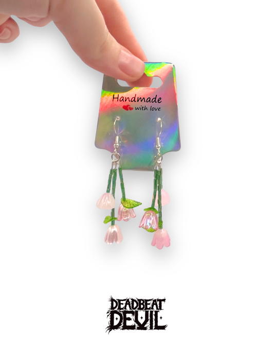 Pink Flower Earrings