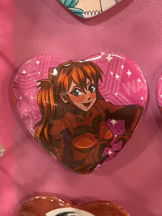 Asuka heart shaped button pin