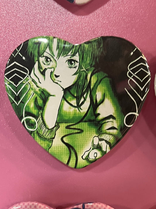 Lain heart shaped button pin