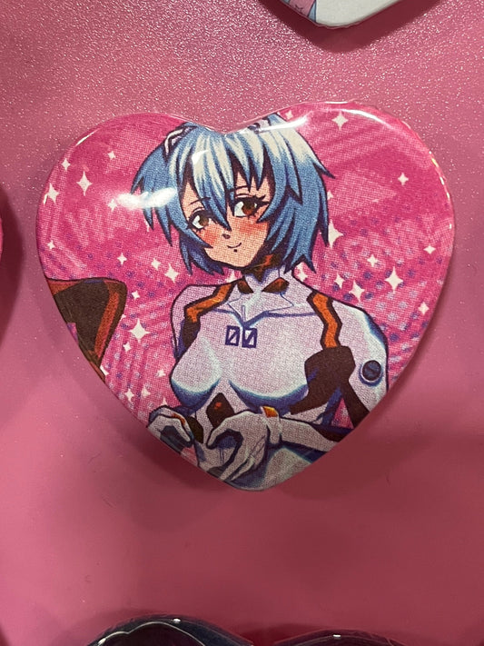 Rei heart shaped button pin