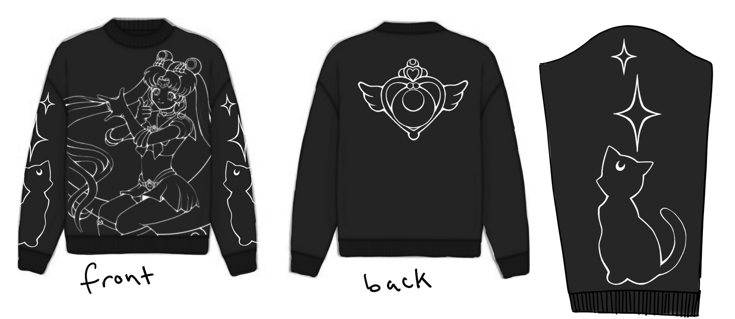 (PREORDER: IN PRODUCTION) Magical Girl Knit Sweater Black and White Version