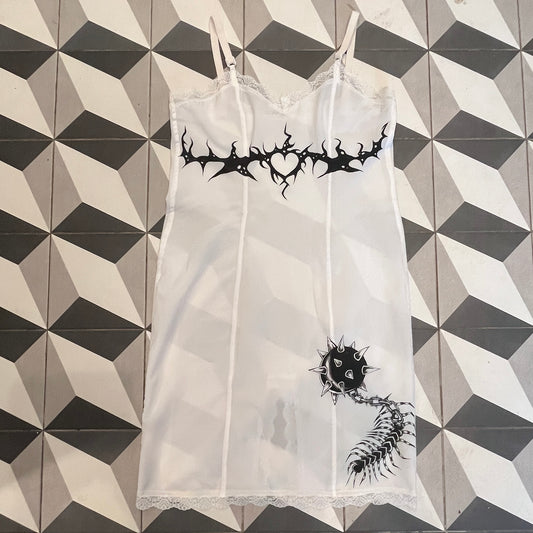 Hand Painted Slip Dress with Lace Accents