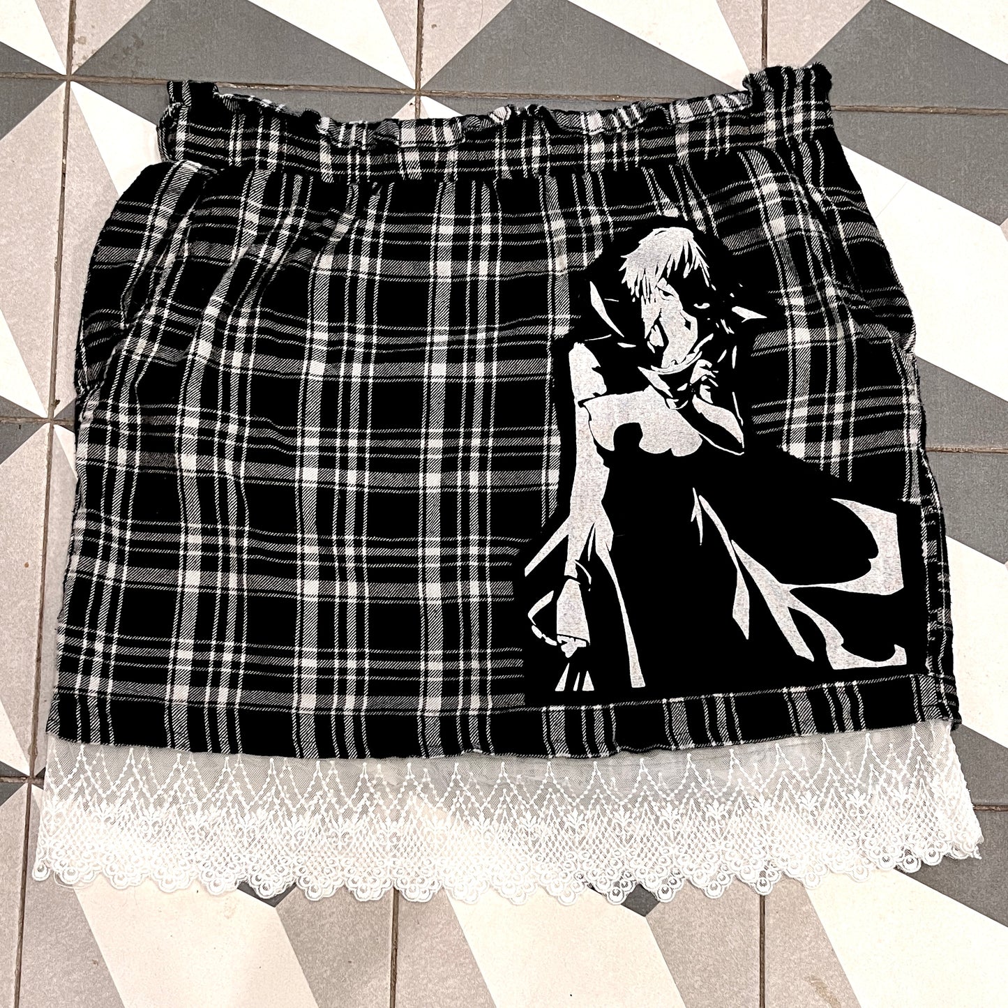 Black and White Patchwork Lace Skirt