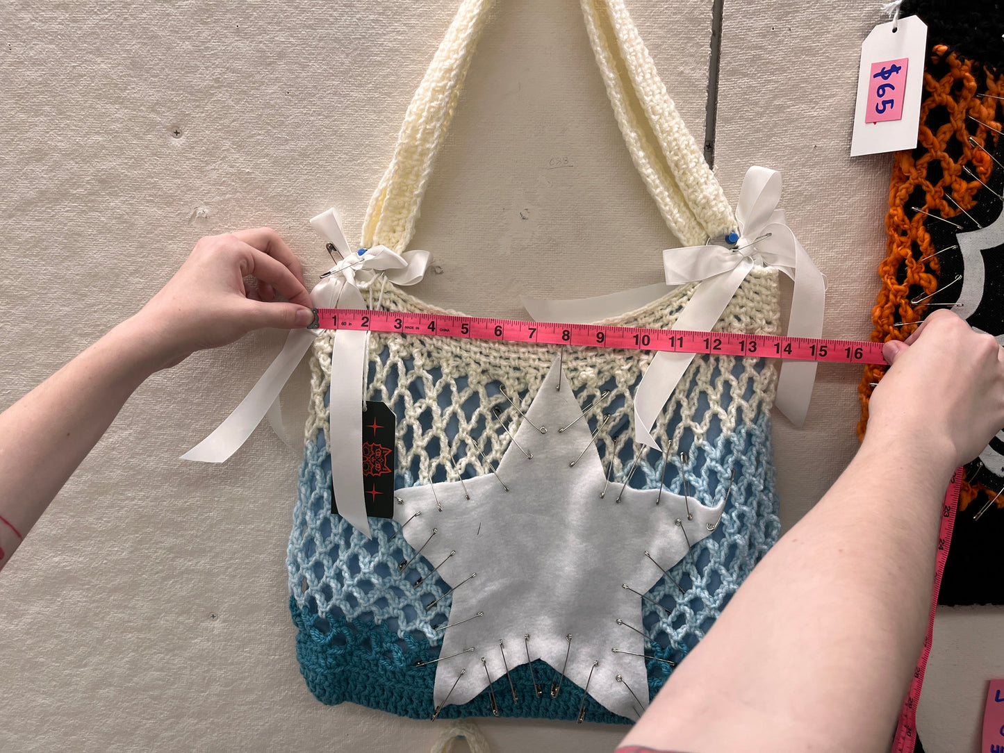 Pastel Blue Crocheted Star Bag