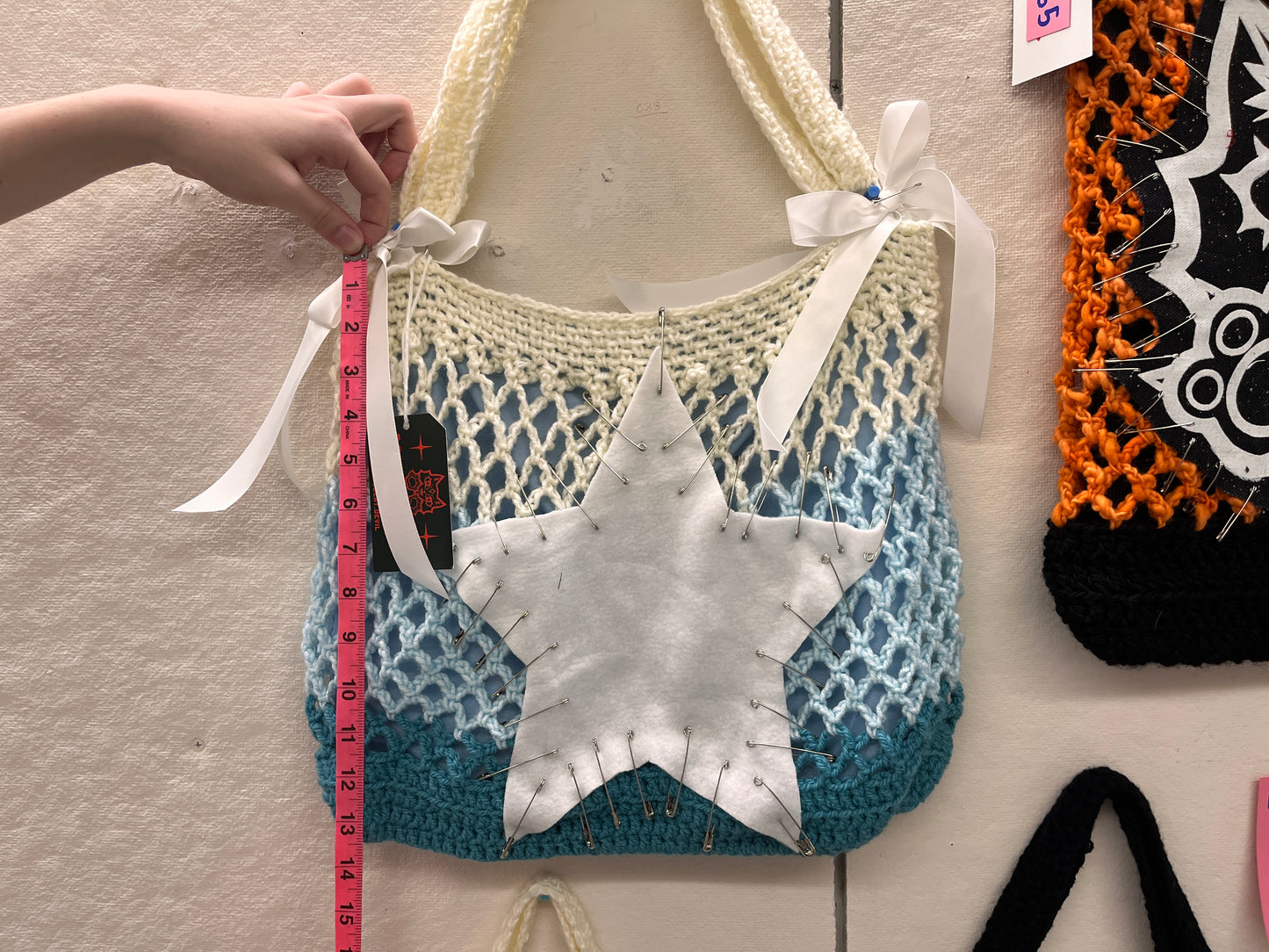 Pastel Blue Crocheted Star Bag