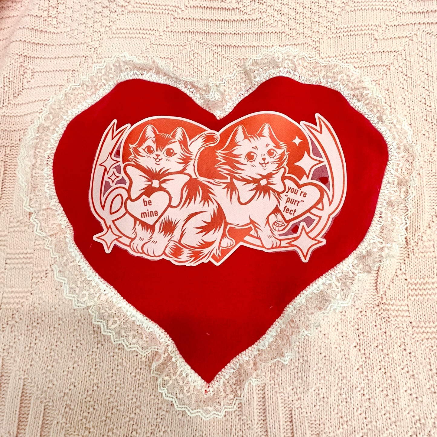 Pastel Pink Heart Kitten Sweater