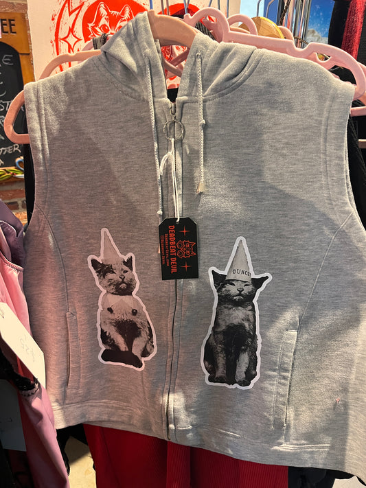 Grey Kitty Zip Up Vest