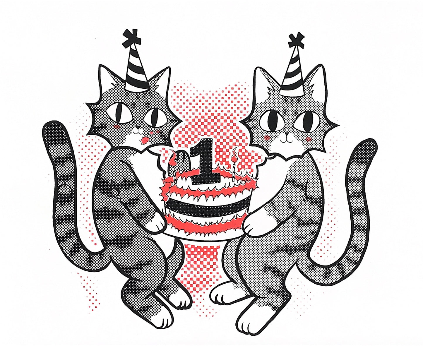 Birthday Kitties Screen Print