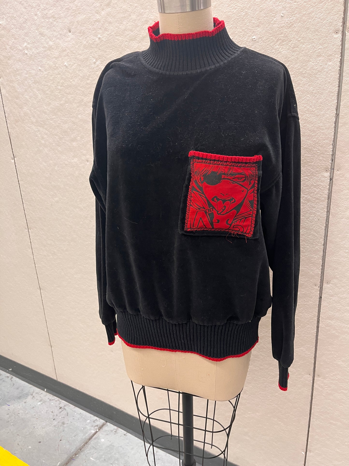 Chainsaw Black and Red Sweater