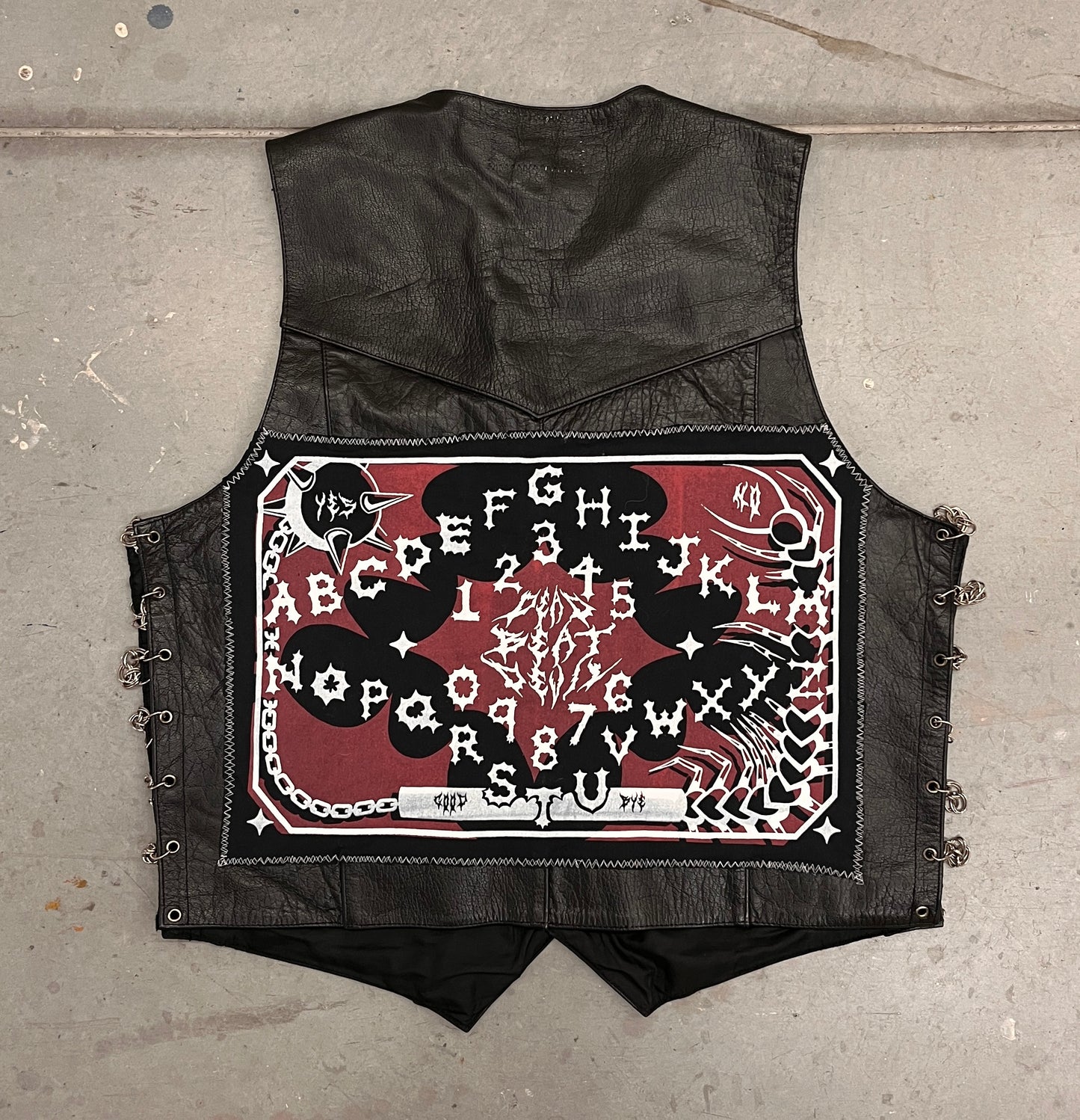 Patchwork Leather Vest with Chain Sides