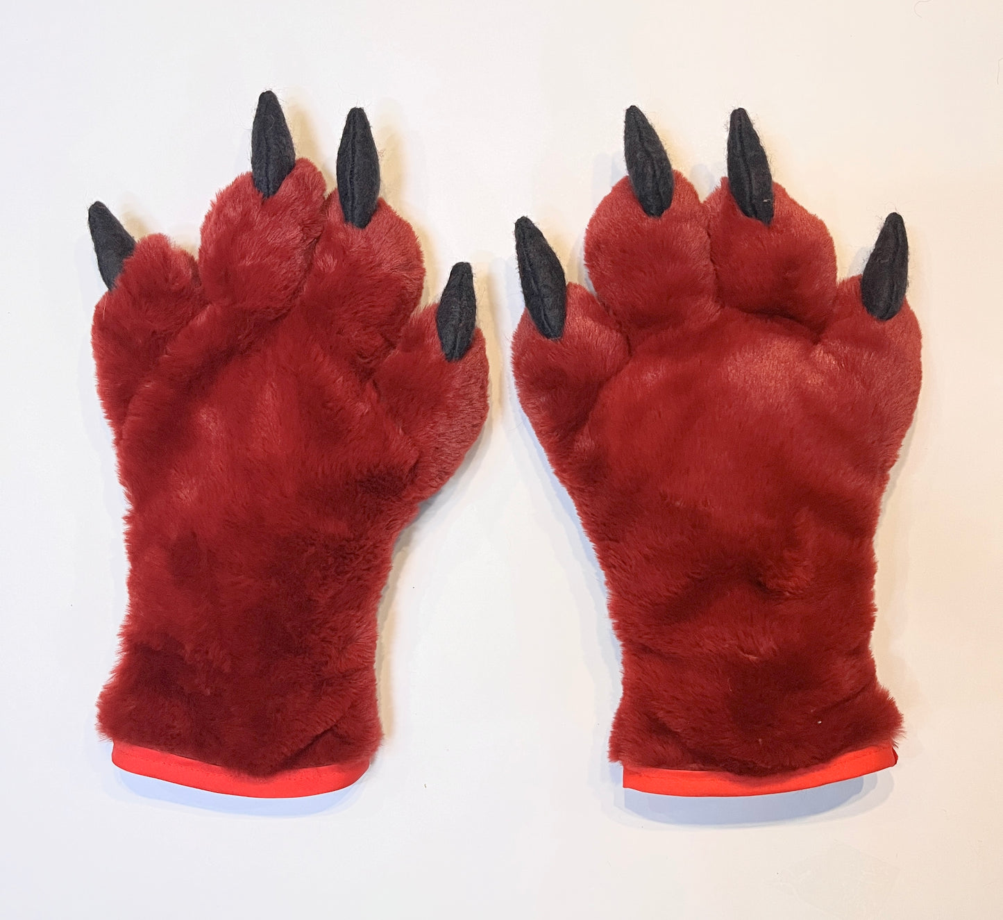 Red and Black Fully Lined Furry Paws