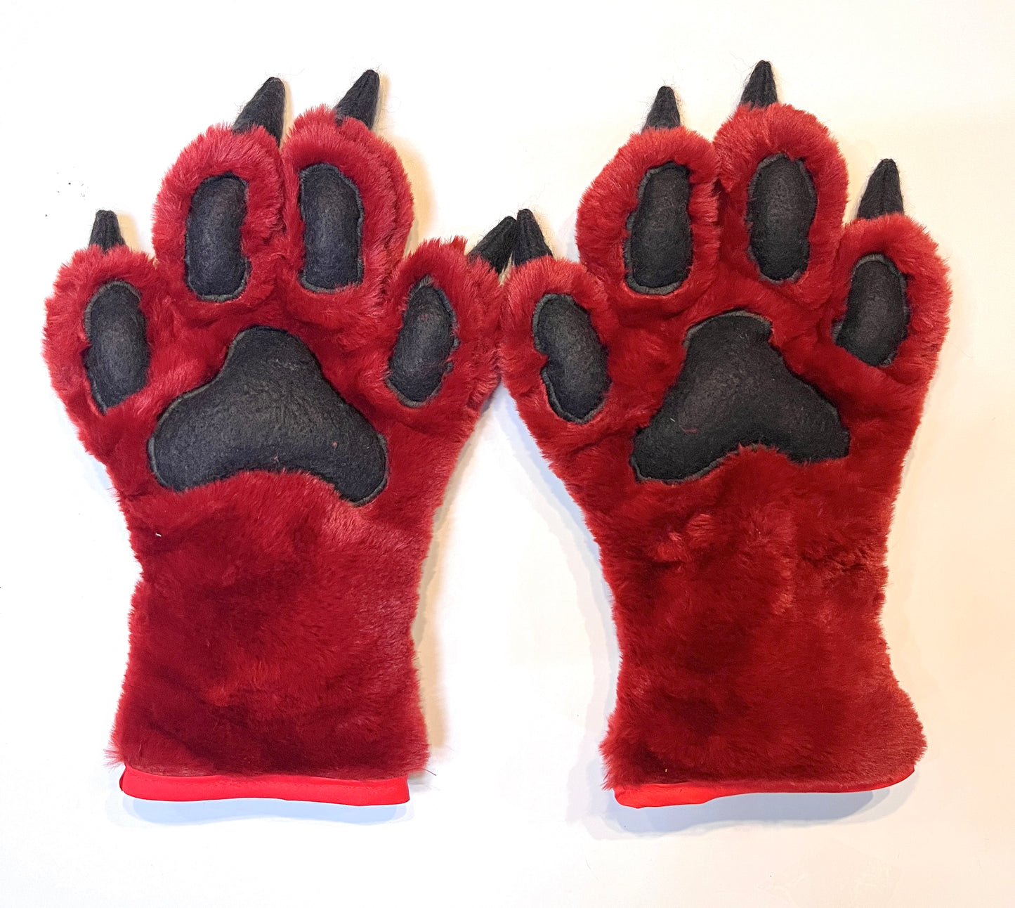 Red and Black Fully Lined Furry Paws