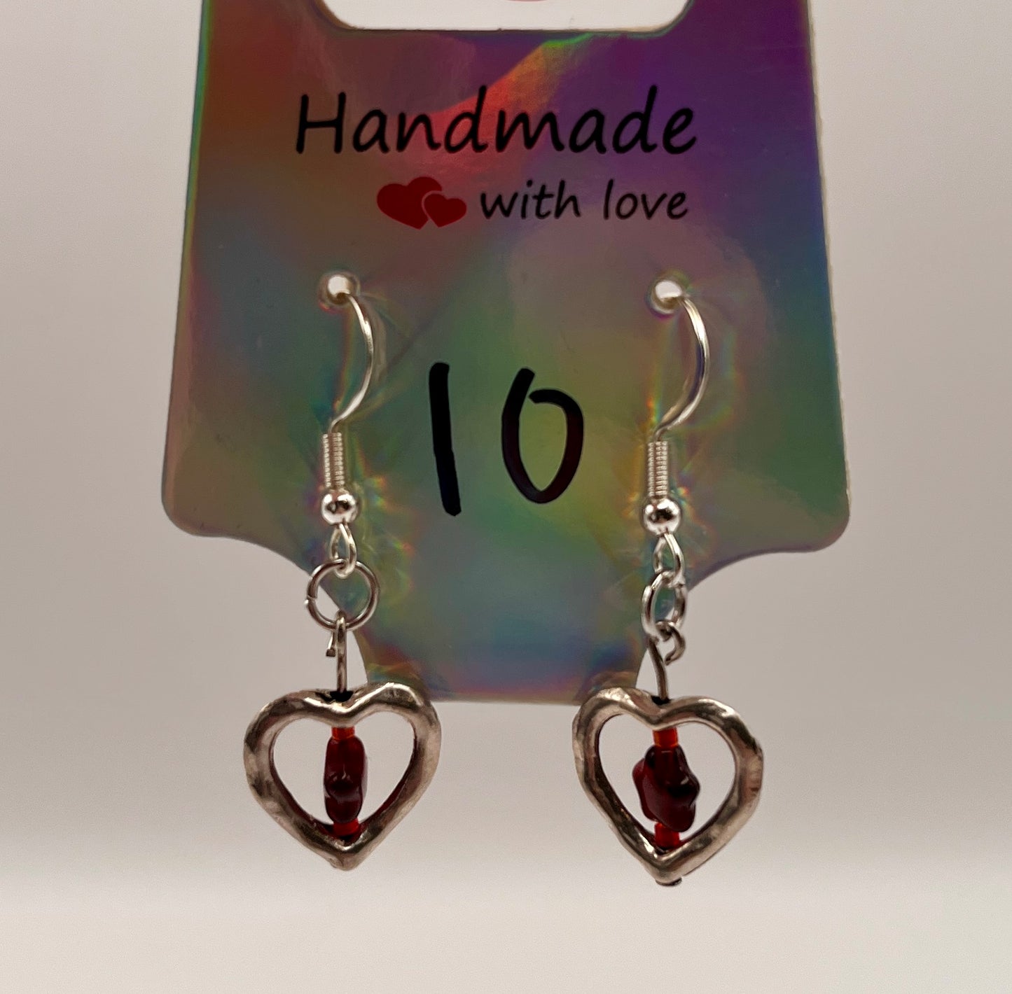 Silver Heart with Garnet Star Earrings