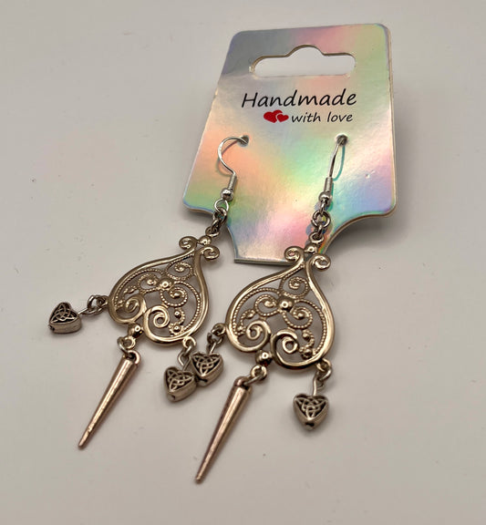 Art Nouveau Heart Earrings