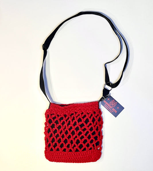 Red Crochet Shoulder Mini Bag