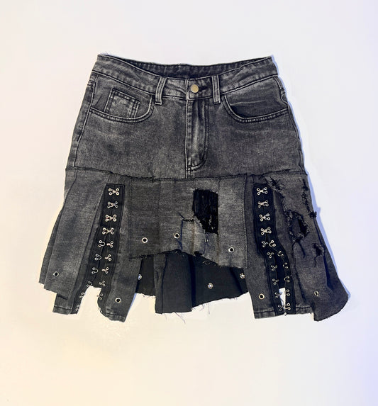 Black Denim Trash Skirt