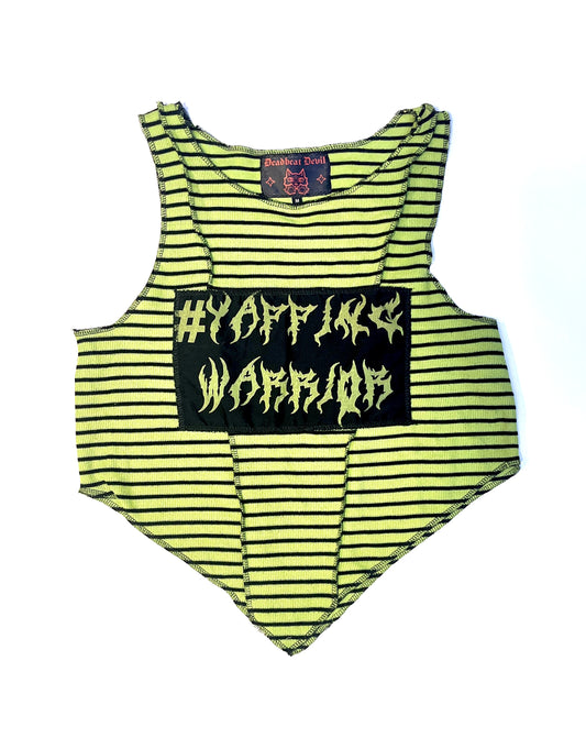 Yapping Warrior Corset Cut Striped Green Top