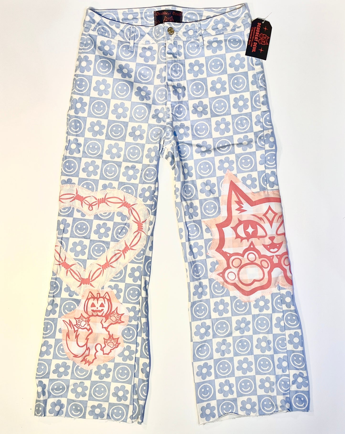 Checker Print Pastel Blue and Pink Pants