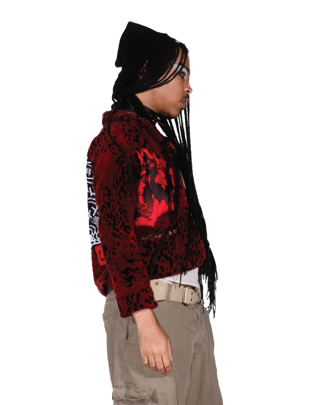 Red and Black Leopard Print Jacket