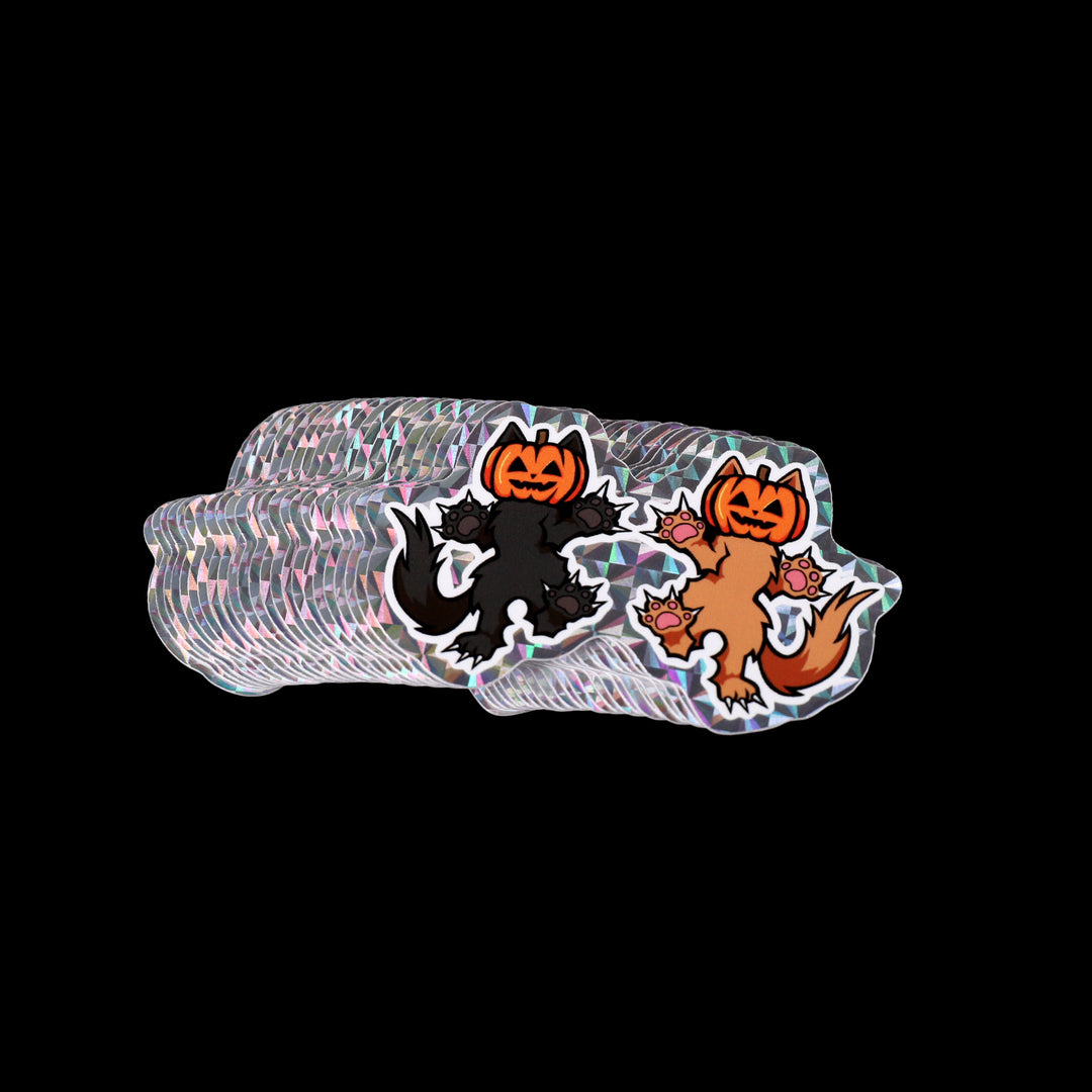 Pumpkin Kitties Prismatic Holo Sticker