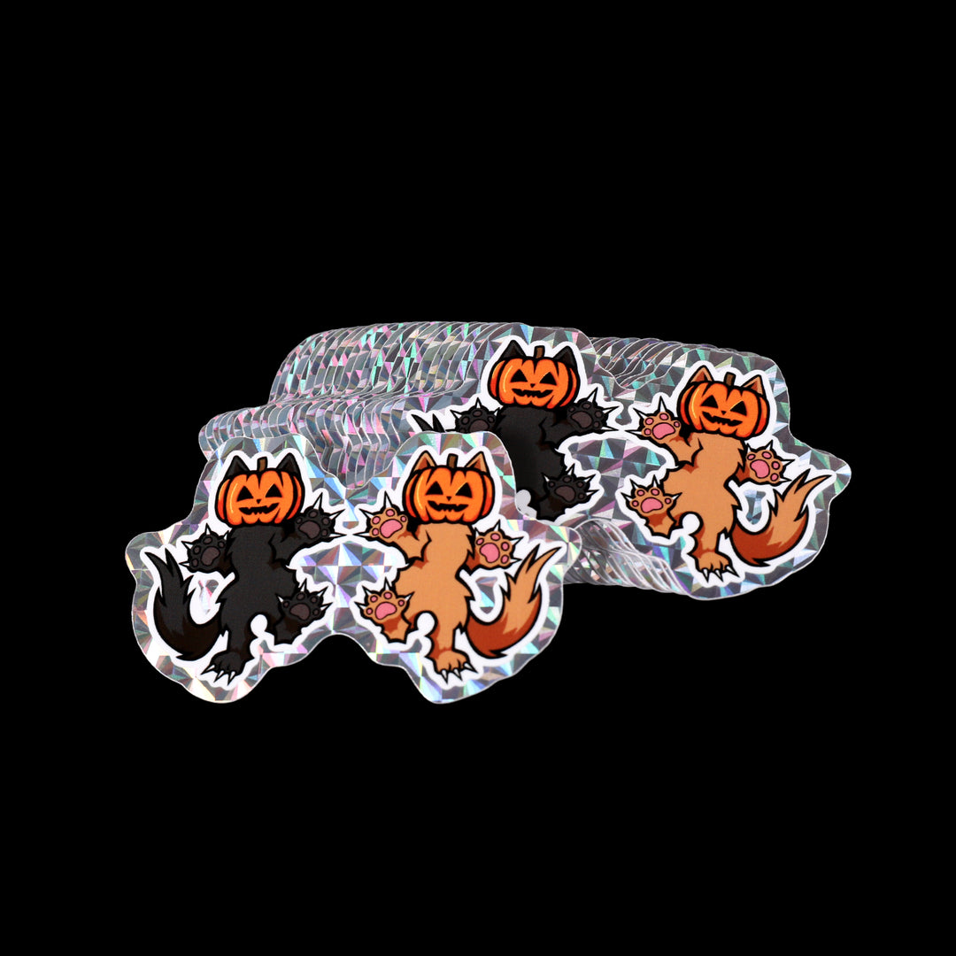 Pumpkin Kitties Prismatic Holo Sticker