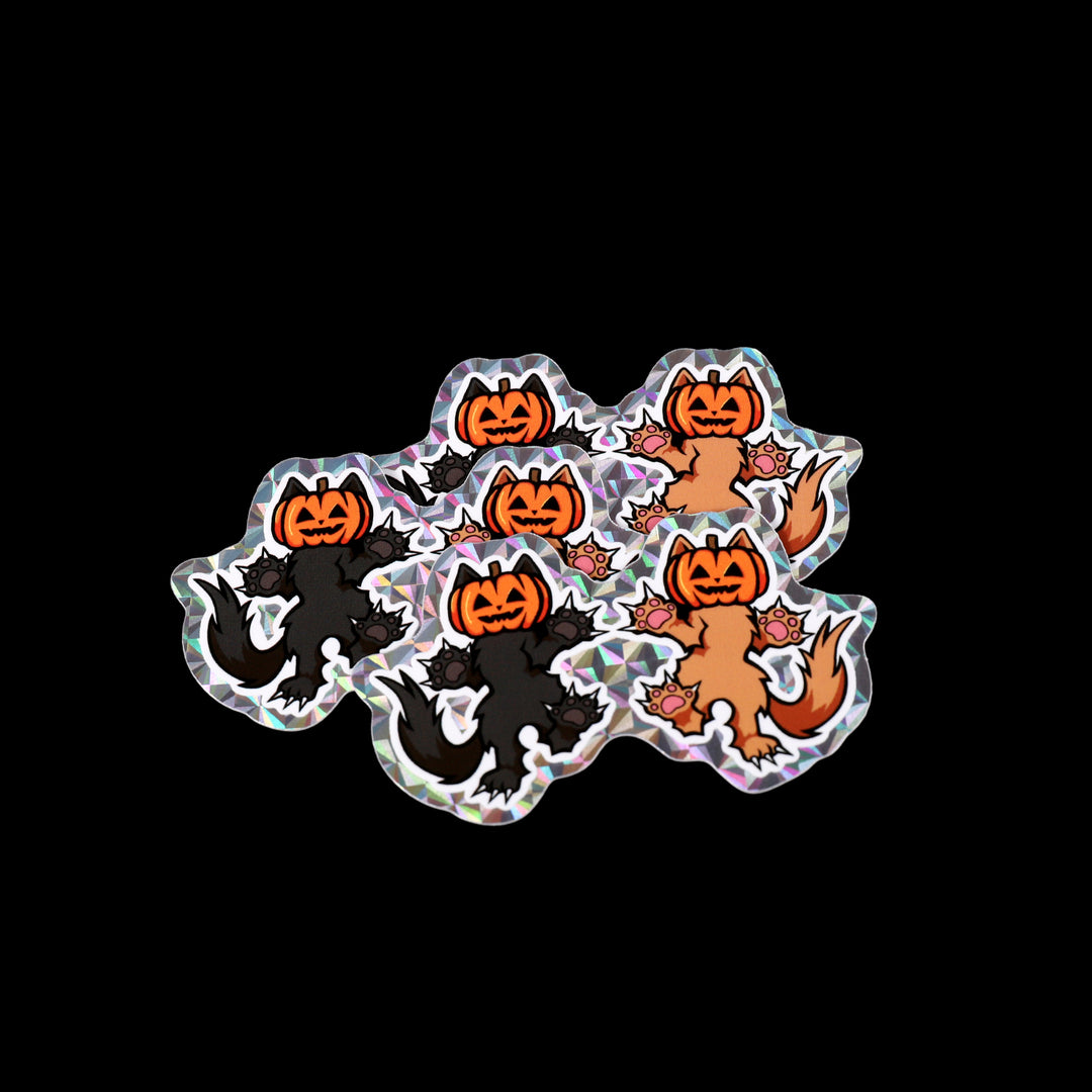 Pumpkin Kitties Prismatic Holo Sticker