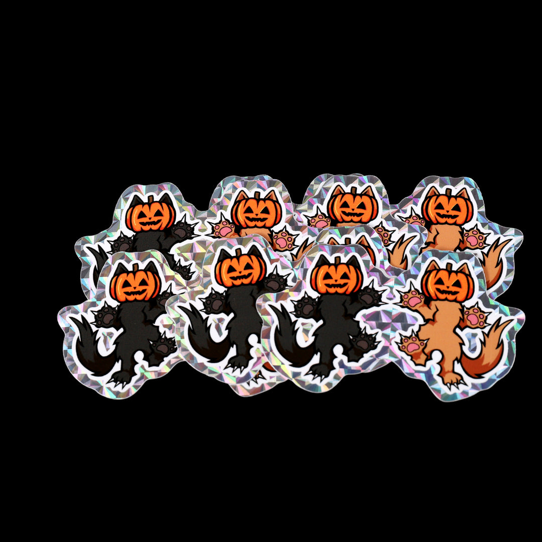 Pumpkin Kitties Prismatic Holo Sticker