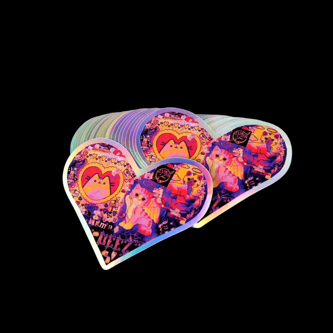 Collage Heart Shaped Holographic Sticker