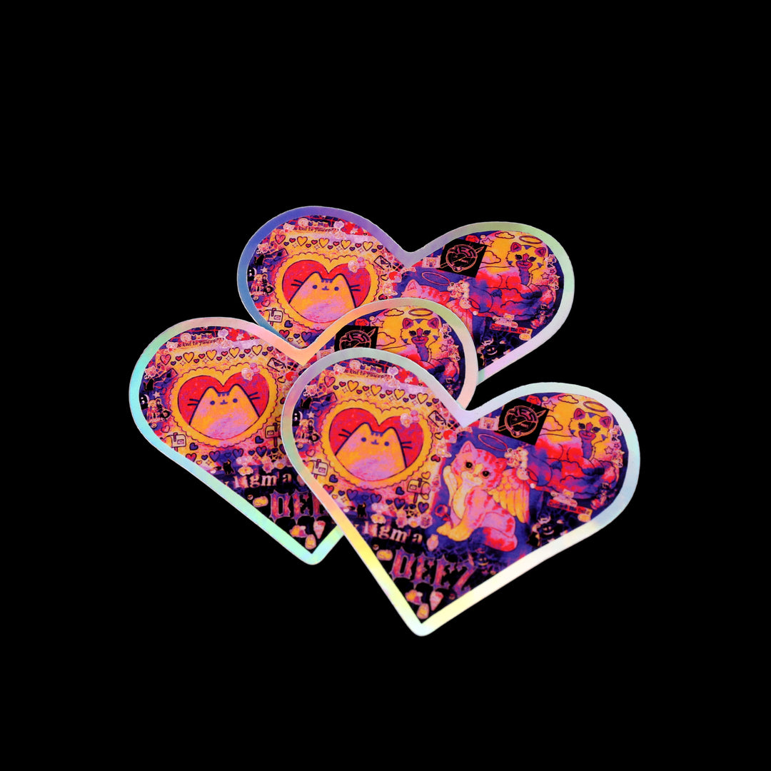 Collage Heart Shaped Holographic Sticker