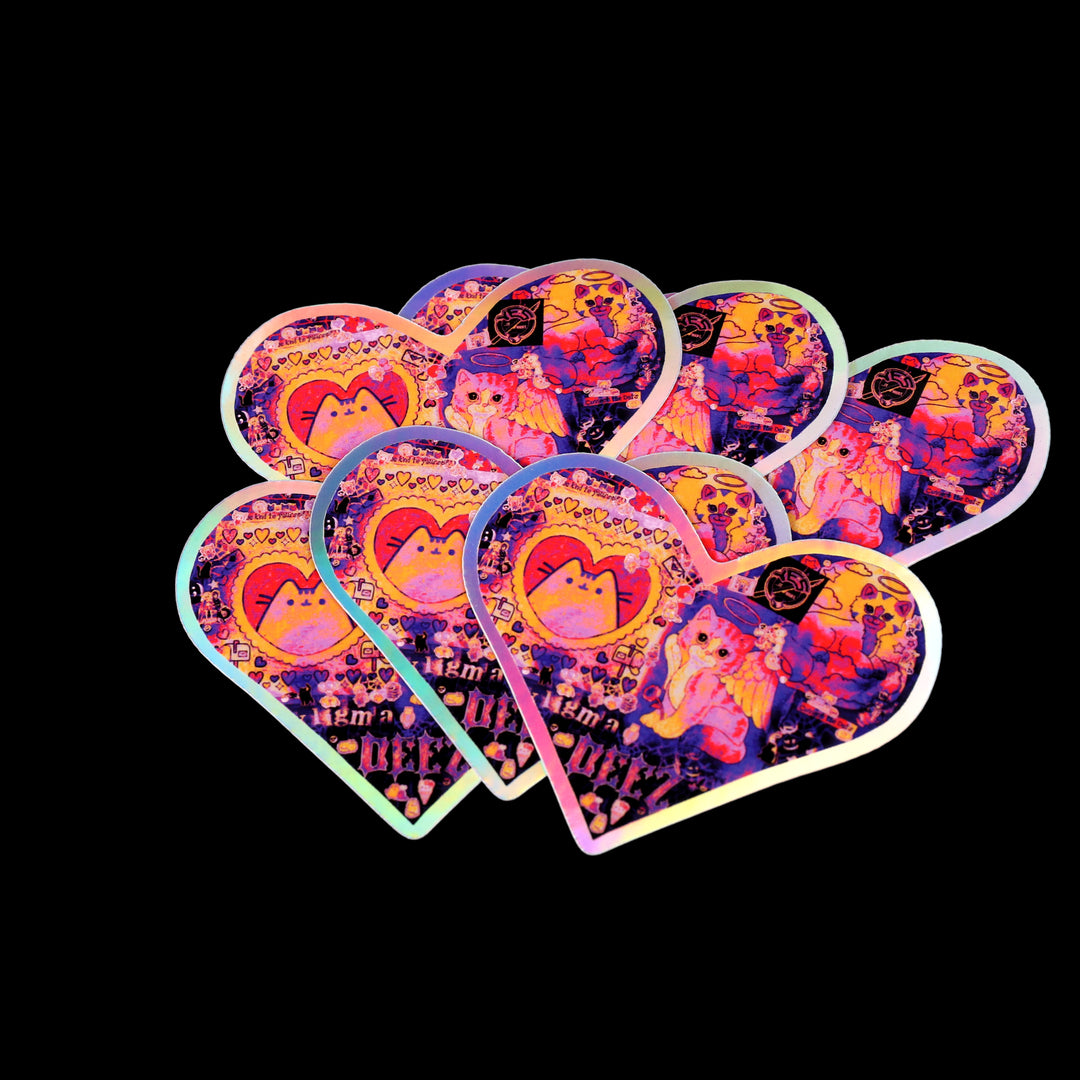 Collage Heart Shaped Holographic Sticker