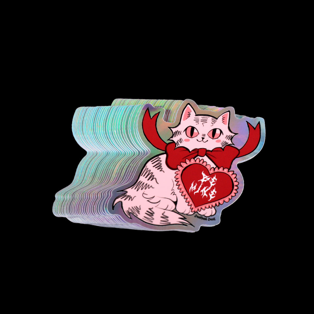 "Be Mine" Valentines Kitty Holographic Sticker