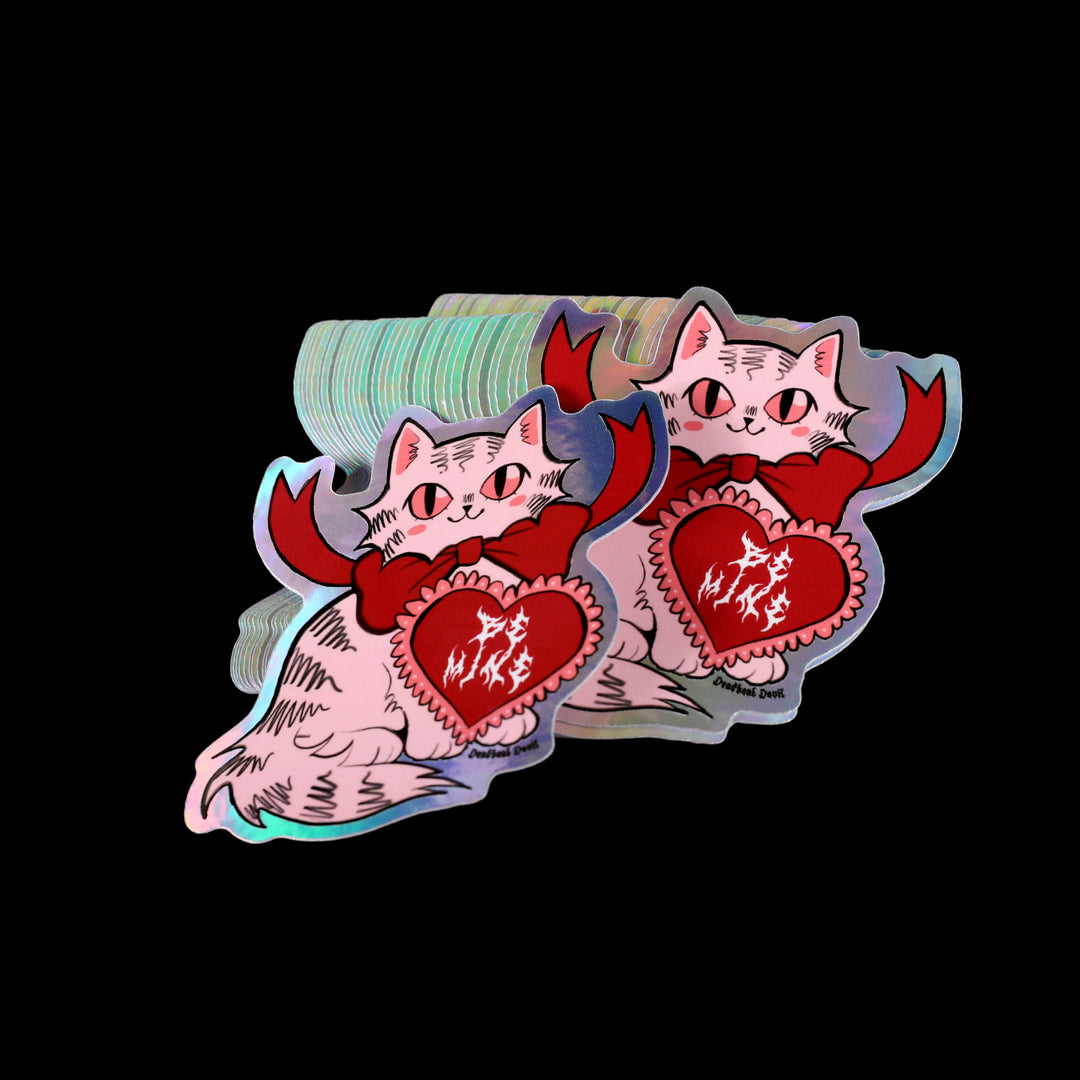 "Be Mine" Valentines Kitty Holographic Sticker