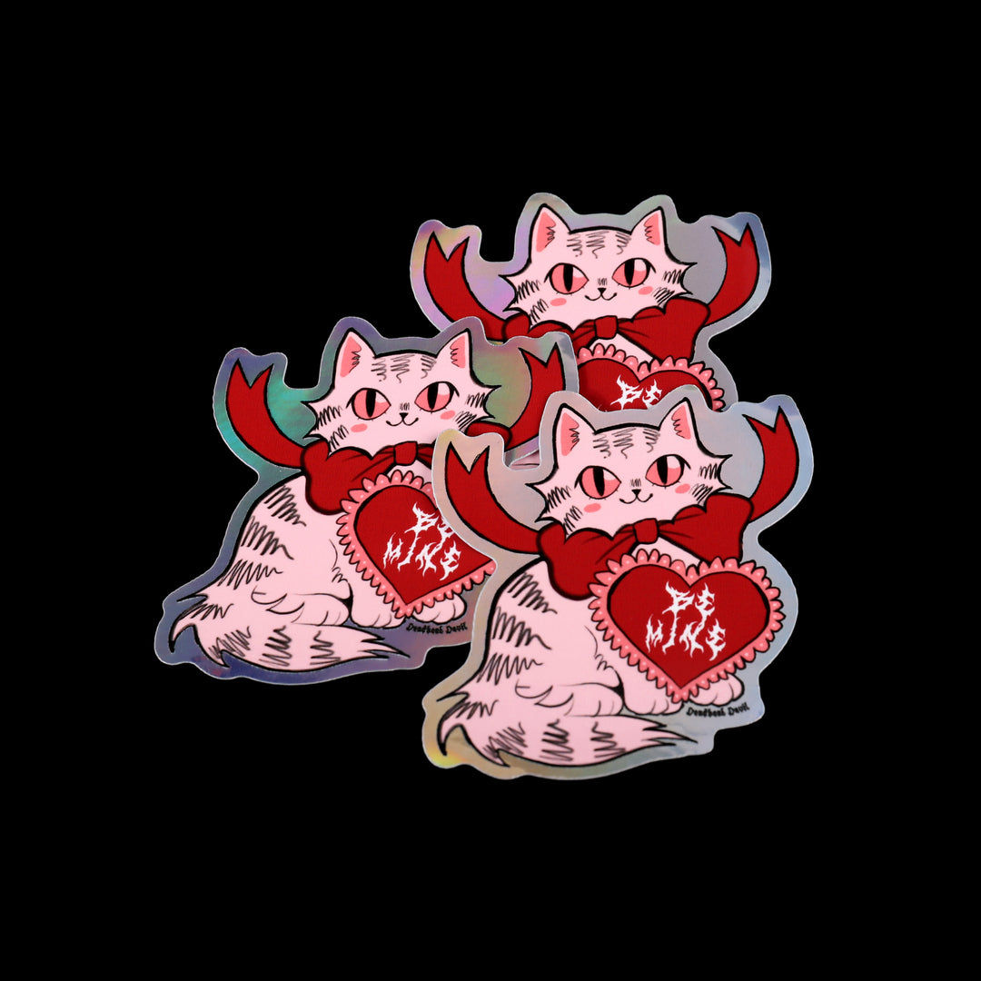 "Be Mine" Valentines Kitty Holographic Sticker