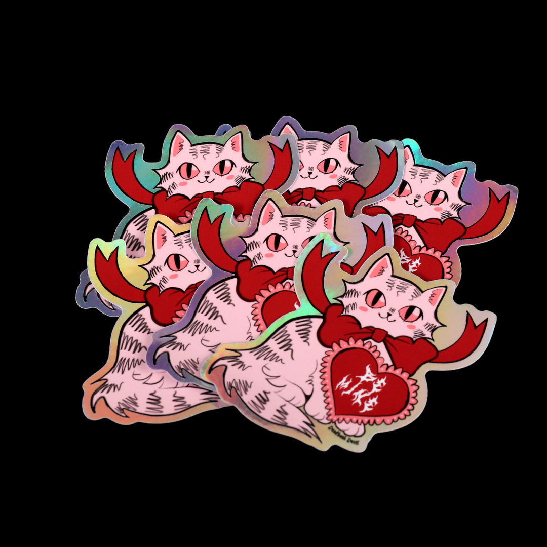 "Be Mine" Valentines Kitty Holographic Sticker